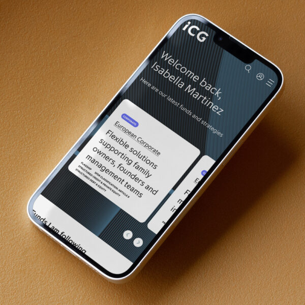 Smartphone displaying the ICG Client Lounge