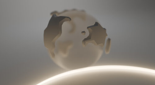 Transatlantic view of an illustration of the planet Earth